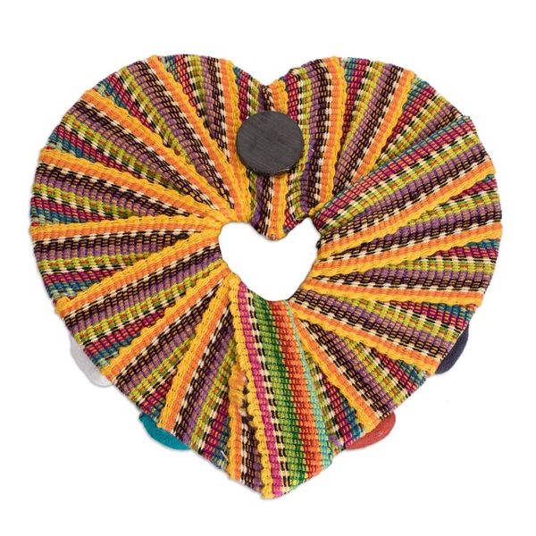 Alternate image for Handmade Heart-Form Cotton Worry Doll Magnet from Guatemala Joyful Heart