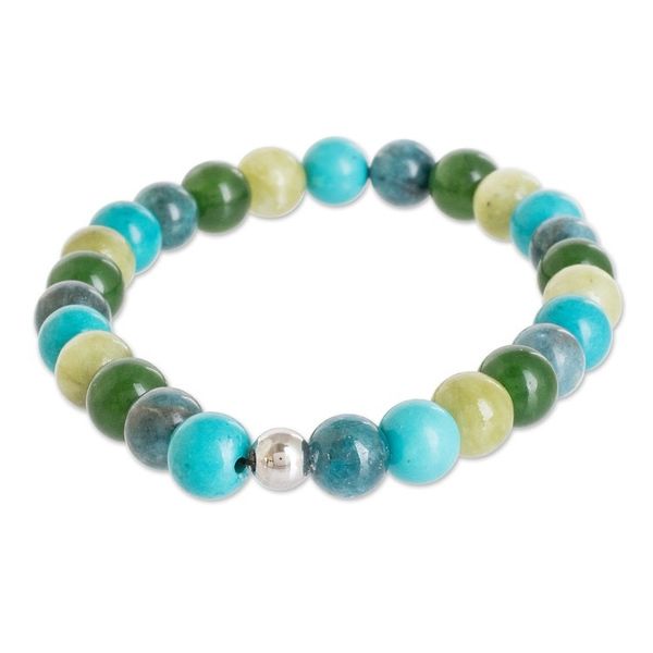 Alternate image for Multi-Gemstone Beaded Bracelet in Sea Forest Colors Energy of Bali