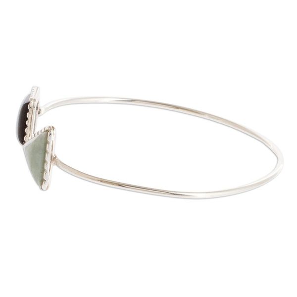 Alternate image for Geometric Themed Jade Cuff Bracelet with Sterling Silver Geometric Shapes II