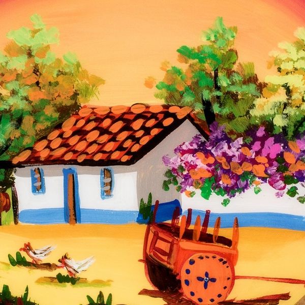 Alternate image for Cedar Wood Hand-Painted Decorative Plate from Costa Rica Costa Rican Farm