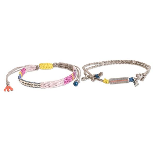 Alternate image for Set of 2 Handcrafted Wristband Bracelets in Yellow Hues Yellow Bond