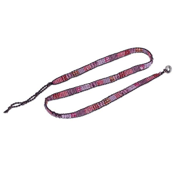 Alternate image for Glass Bead Braided Bracelet in Tones of Rose and Brown Earth Rose