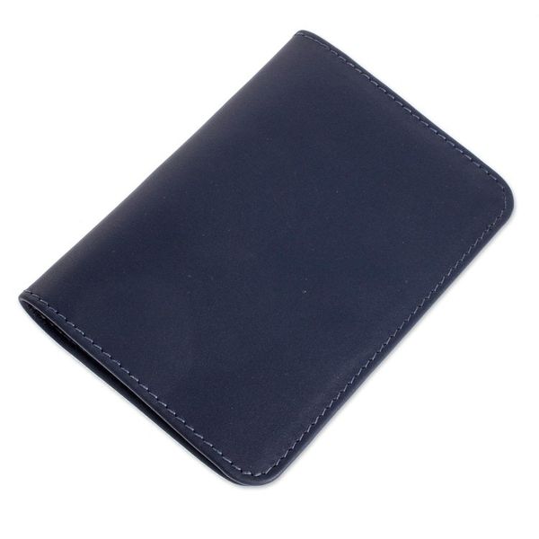 Alternate image for Blue Leather Passport Wallet Travel the World in Blue
