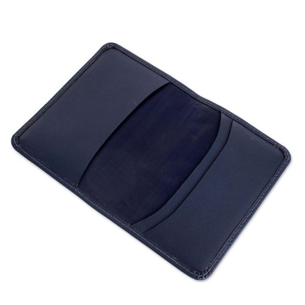 Alternate image for Blue Leather Passport Wallet Travel the World in Blue