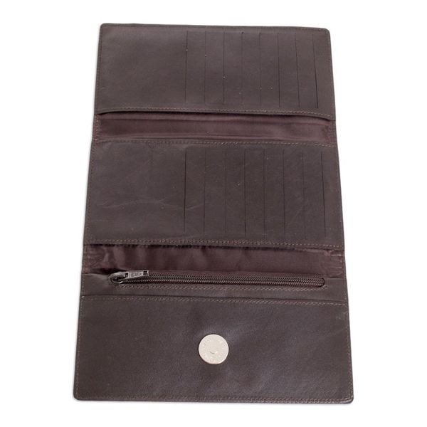 Alternate image for Kitty Cat Jute Trim Brown Leather Wallet Brown Kitty Cats