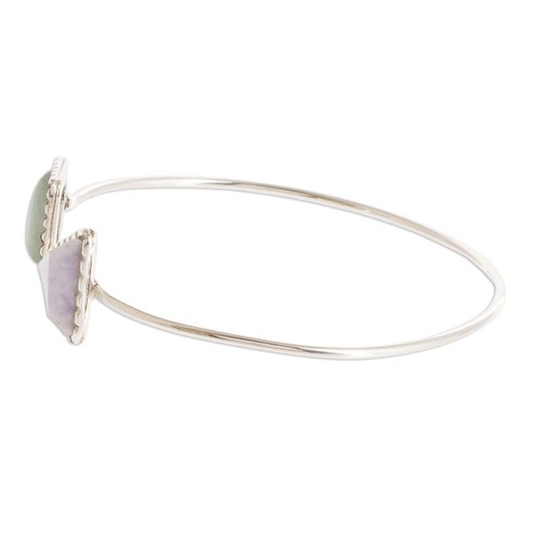 Alternate image for Geometric Themed Jade Cuff Bracelet with Sterling Silver Geometric Shapes I
