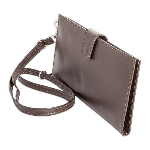 Alternate image for Handcrafted Brown Leather Wallet from Costa Rica Family Tradition in Brown