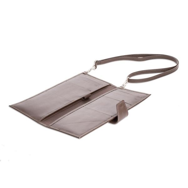 Alternate image for Handcrafted Brown Leather Wallet from Costa Rica Family Tradition in Brown