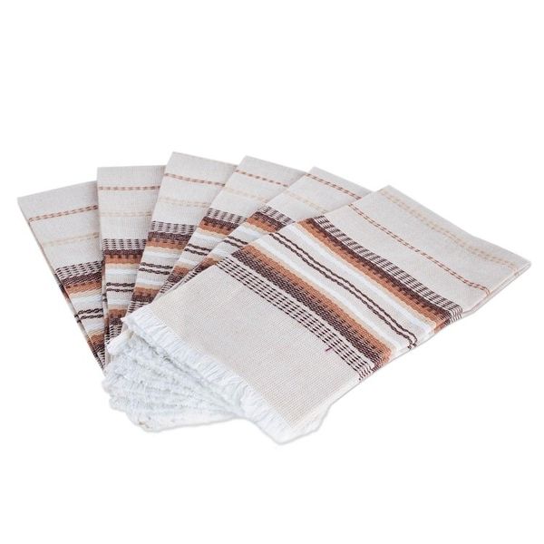 Alternate image for Brown Cotton Napkins Set of 6 Culinary Inspiration in Brown