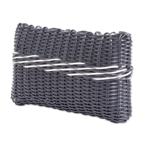 Alternate image for Blue and White Hand-Woven Recycled Vinyl Cord Cosmetic Bag Enchantment of Color in Blue