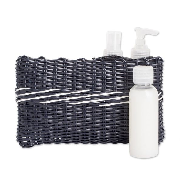 Alternate image for Blue and White Hand-Woven Recycled Vinyl Cord Cosmetic Bag Enchantment of Color in Blue
