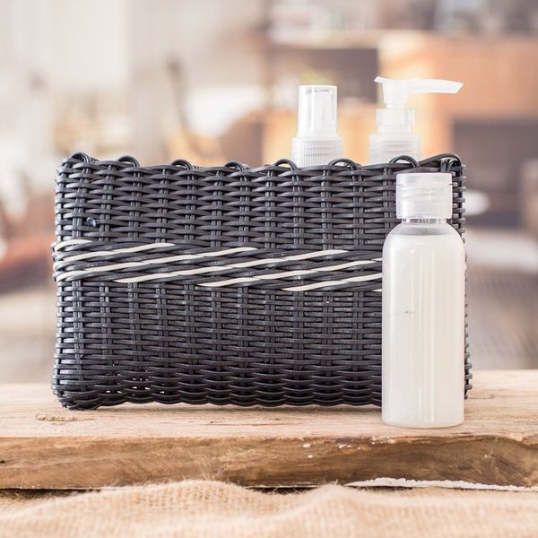 Alternate image for Blue and White Hand-Woven Recycled Vinyl Cord Cosmetic Bag Enchantment of Color in Blue