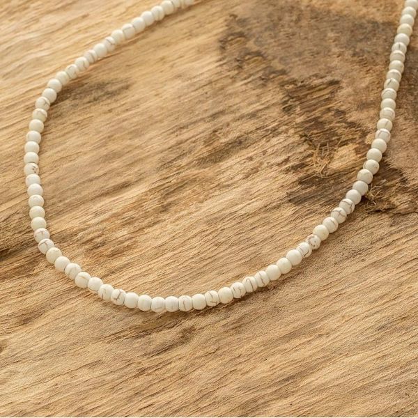 Alternate image for Resin and Jasper Beaded Necklace with Sliding Knot Ivory Song