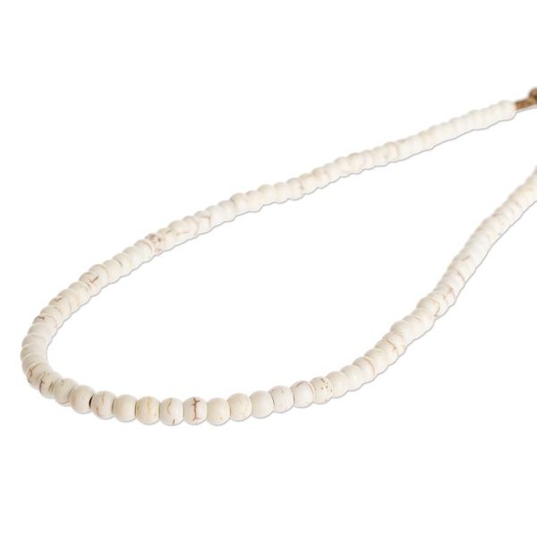 Alternate image for Resin and Jasper Beaded Necklace with Sliding Knot Ivory Song