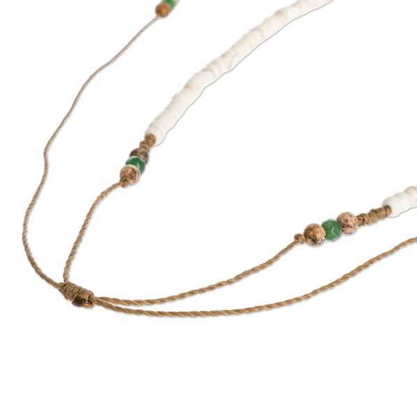 Alternate image for Resin and Jasper Beaded Necklace with Sliding Knot Ivory Song