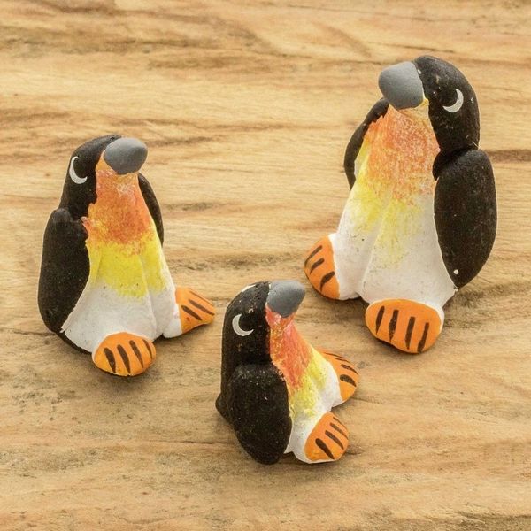 Alternate image for Set of 3 Penguin Ceramic Figurines from Guatemala Penguin Reunion