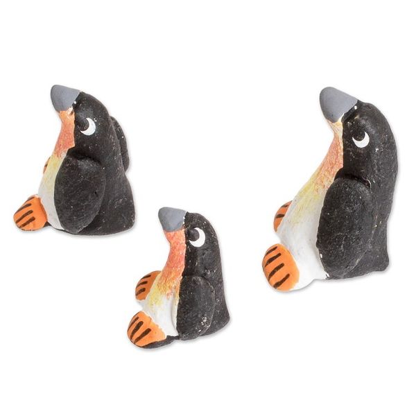 Alternate image for Set of 3 Penguin Ceramic Figurines from Guatemala Penguin Reunion