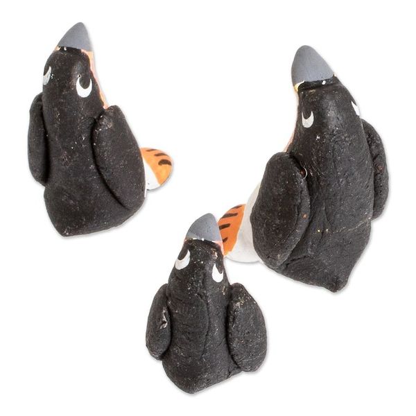 Alternate image for Set of 3 Penguin Ceramic Figurines from Guatemala Penguin Reunion