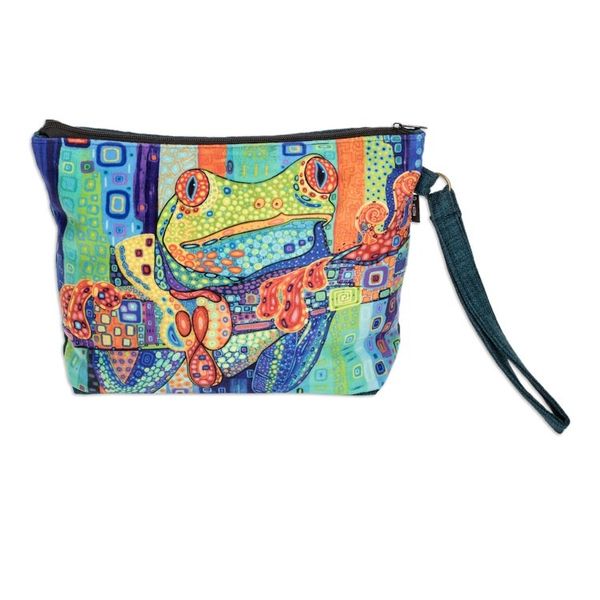 Alternate image for Handmade Multicolored Wristlet Bag with a Frog Motif Wild Fauna