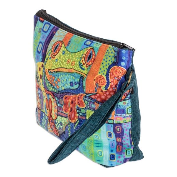 Alternate image for Handmade Multicolored Wristlet Bag with a Frog Motif Wild Fauna