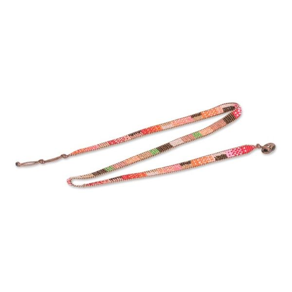 Alternate image for Handcrafted Glass Beaded Wrap Bracelet from Guatemala Geometric Innovation