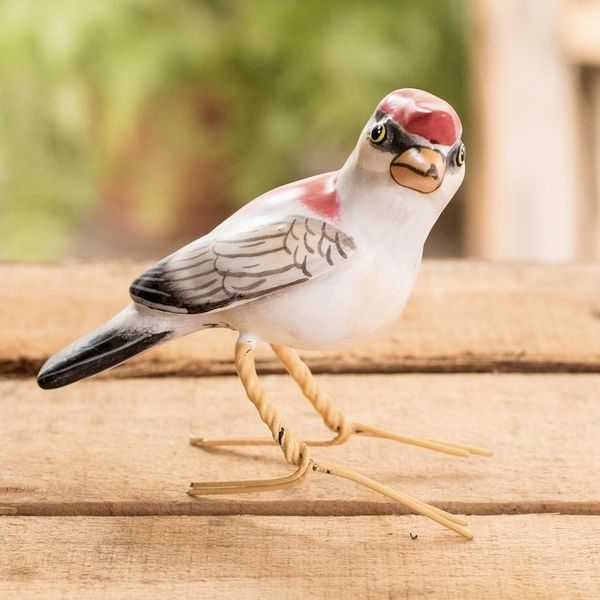 Alternate image for Artisan Crafted Bird Sculpture Araripe Manakin