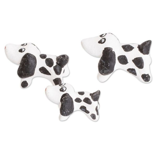 Alternate image for Set of 3 Dalmatian Dog Ceramic Figurines from Guatemala Dalmatian Family