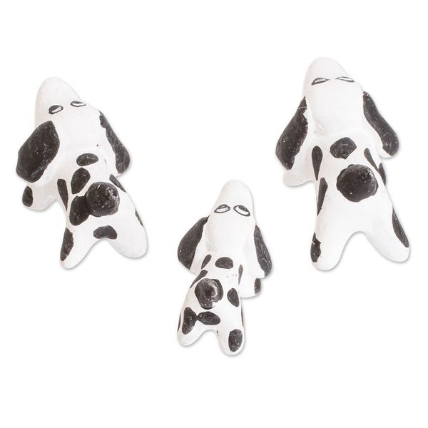 Alternate image for Set of 3 Dalmatian Dog Ceramic Figurines from Guatemala Dalmatian Family