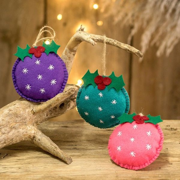 Alternate image for Set of 6 Handmade Felt Ornaments in Multicolor Palette Merry Sparks