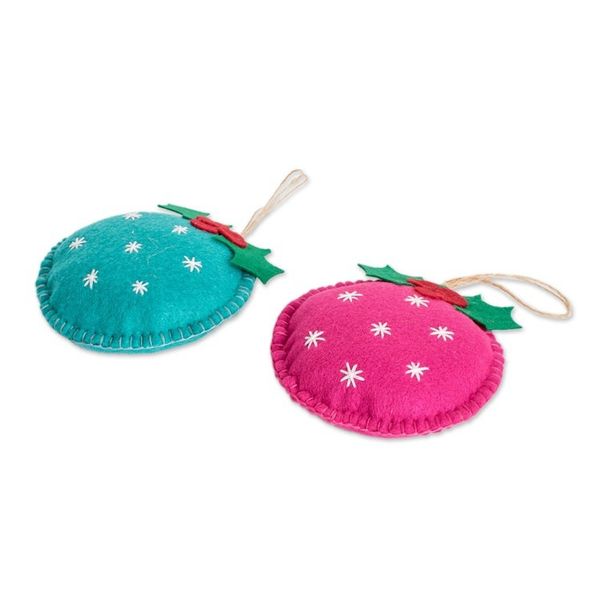 Alternate image for Set of 6 Handmade Felt Ornaments in Multicolor Palette Merry Sparks