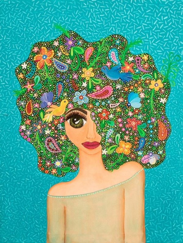 Alternate image for Acrylic on Canvas Painting of a Woman in Expressionist Style Hidden Dream
