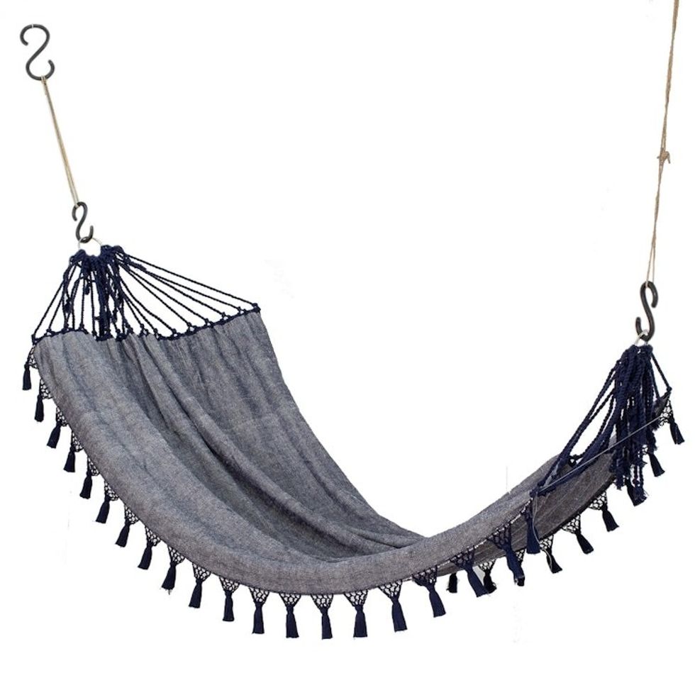 Handwoven Blue Cotton hammock Single 'Among the Clouds'