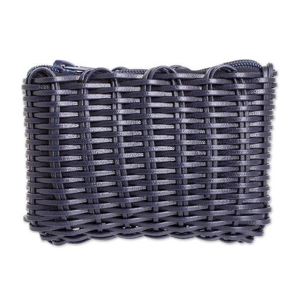 Alternate image for Blue Recycled Vinyl Cord Coin Purse Handwoven in Guatemala Enchantment in Blue