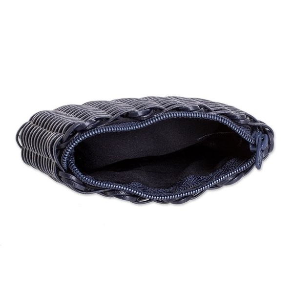 Alternate image for Blue Recycled Vinyl Cord Coin Purse Handwoven in Guatemala Enchantment in Blue