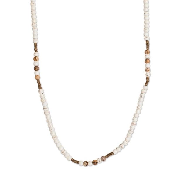 Alternate image for Off White Resin and Brown Jasper Beaded Adjustable Necklace Beachcomber