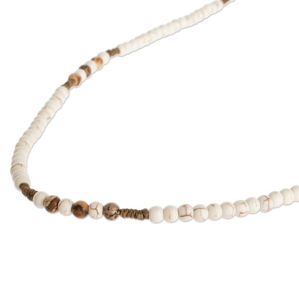 Alternate image for Off White Resin and Brown Jasper Beaded Adjustable Necklace Beachcomber