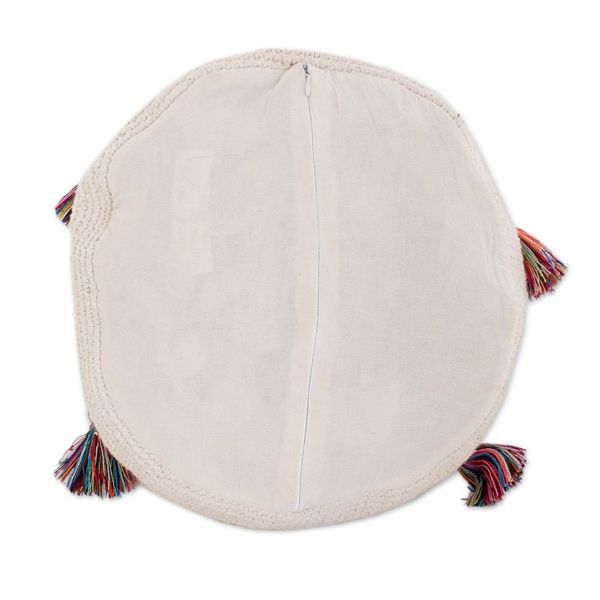 Alternate image for Ivory Macrame Round Cushion Cover Natural Effect