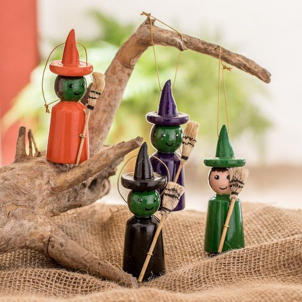 Alternate image for Reclaimed Wooden Ornaments from Guatemala Set of 4 Halloween