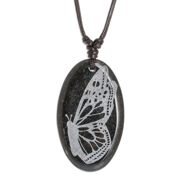 Alternate image for Butterfly-themed Unisex Adjustable Jade Pendant Necklace Evolution Butterfly