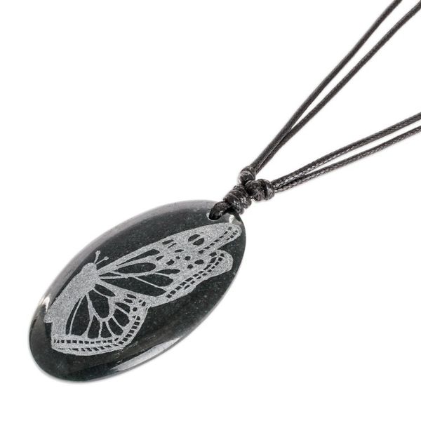Alternate image for Butterfly-themed Unisex Adjustable Jade Pendant Necklace Evolution Butterfly
