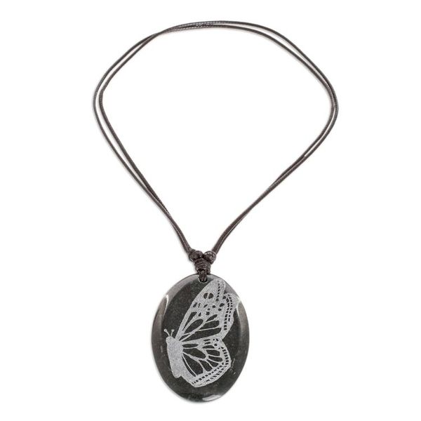 Alternate image for Butterfly-themed Unisex Adjustable Jade Pendant Necklace Evolution Butterfly