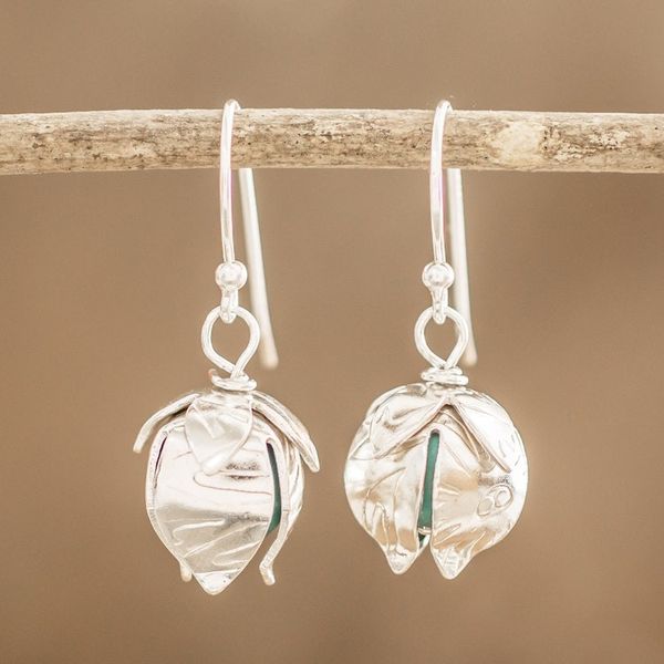 Alternate image for Floral 925 Sterling Silver Dangle Earrings from Costa Rica Turquoise Awakening