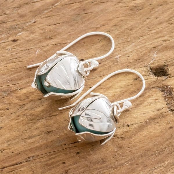 Alternate image for Floral 925 Sterling Silver Dangle Earrings from Costa Rica Turquoise Awakening