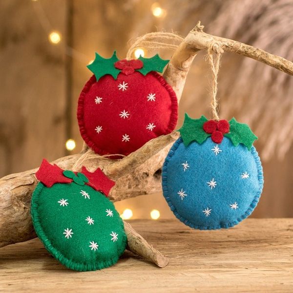 Alternate image for Set of 6 Handmade Felt Ornaments in Colorful Palette Joyous Sparks