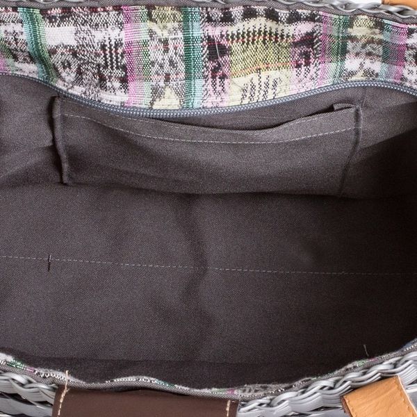 Alternate image for Handwoven Recycled Vinyl Cord Grey Shoulder Bag Grey Winter