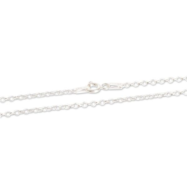 Alternate image for Guatemalan Sterling Silver Necklace with Rhodonite Pendant Rhombus