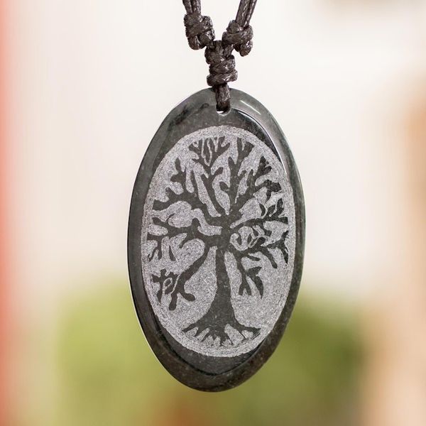 Alternate image for Tree of Life-themed Unisex Adjustable Jade Pendant Necklace Family Tree of Life