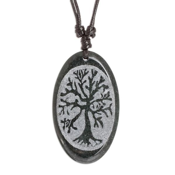 Alternate image for Tree of Life-themed Unisex Adjustable Jade Pendant Necklace Family Tree of Life