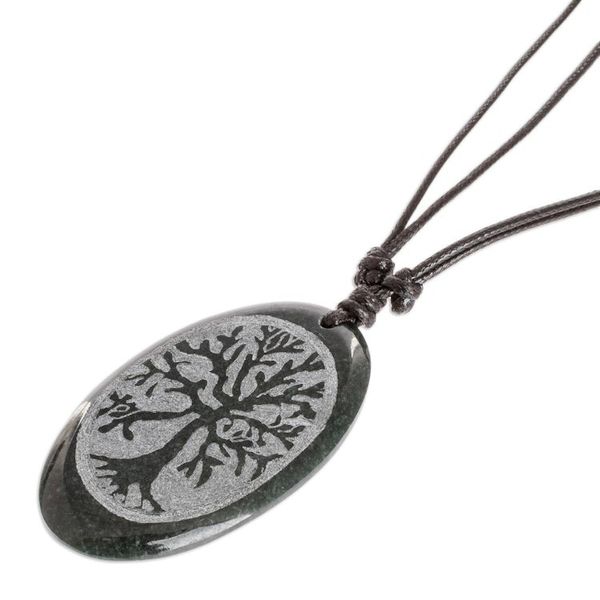 Alternate image for Tree of Life-themed Unisex Adjustable Jade Pendant Necklace Family Tree of Life