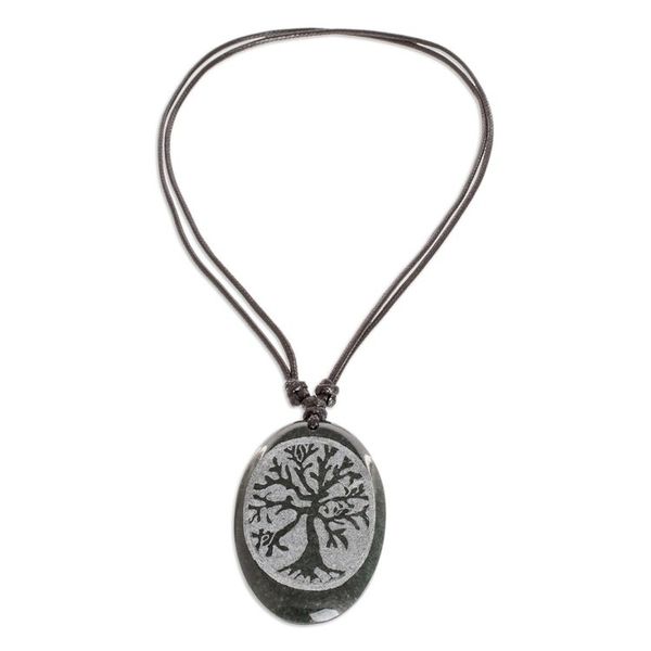 Alternate image for Tree of Life-themed Unisex Adjustable Jade Pendant Necklace Family Tree of Life